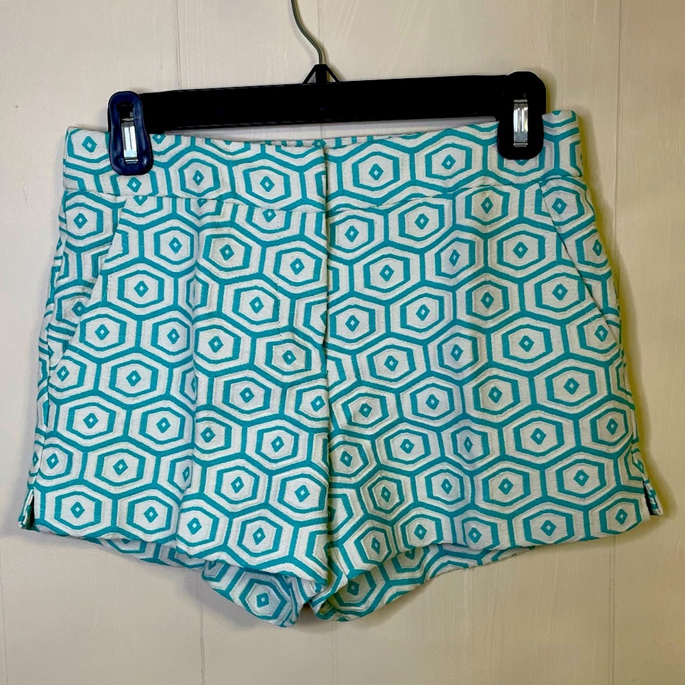 Trina Turk teal and white shorts with pockets